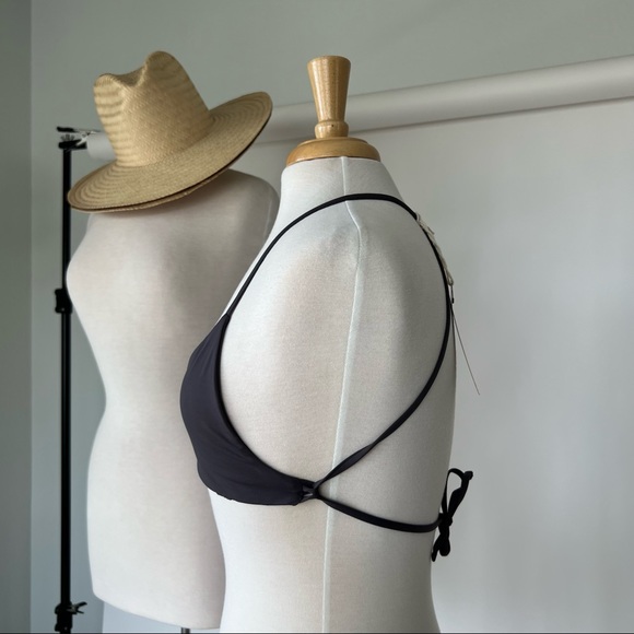 DARK GREY NWT CRISS CROSS BACK BIKINI TOP - Picture 5 of 7